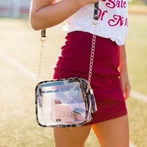 Impeccable Pig Clear Leopard Game Day Purse